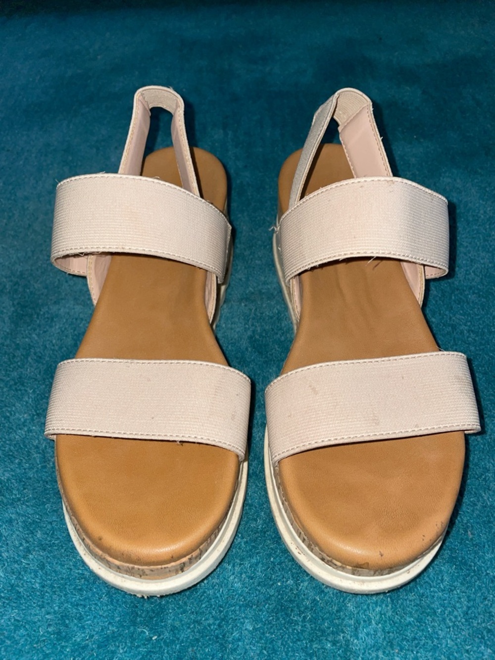 Madden Girl Beige Cork Platform Slingback Sandals - Picture 3 of 6